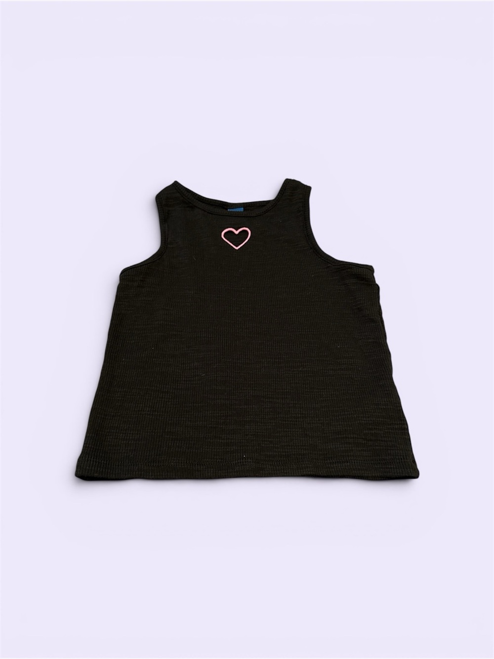 Old Navy Black Tank Top with Pink Heart Accent